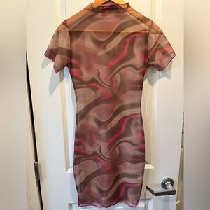 PrettyLittleThing Sheer Swirl Mini Dress